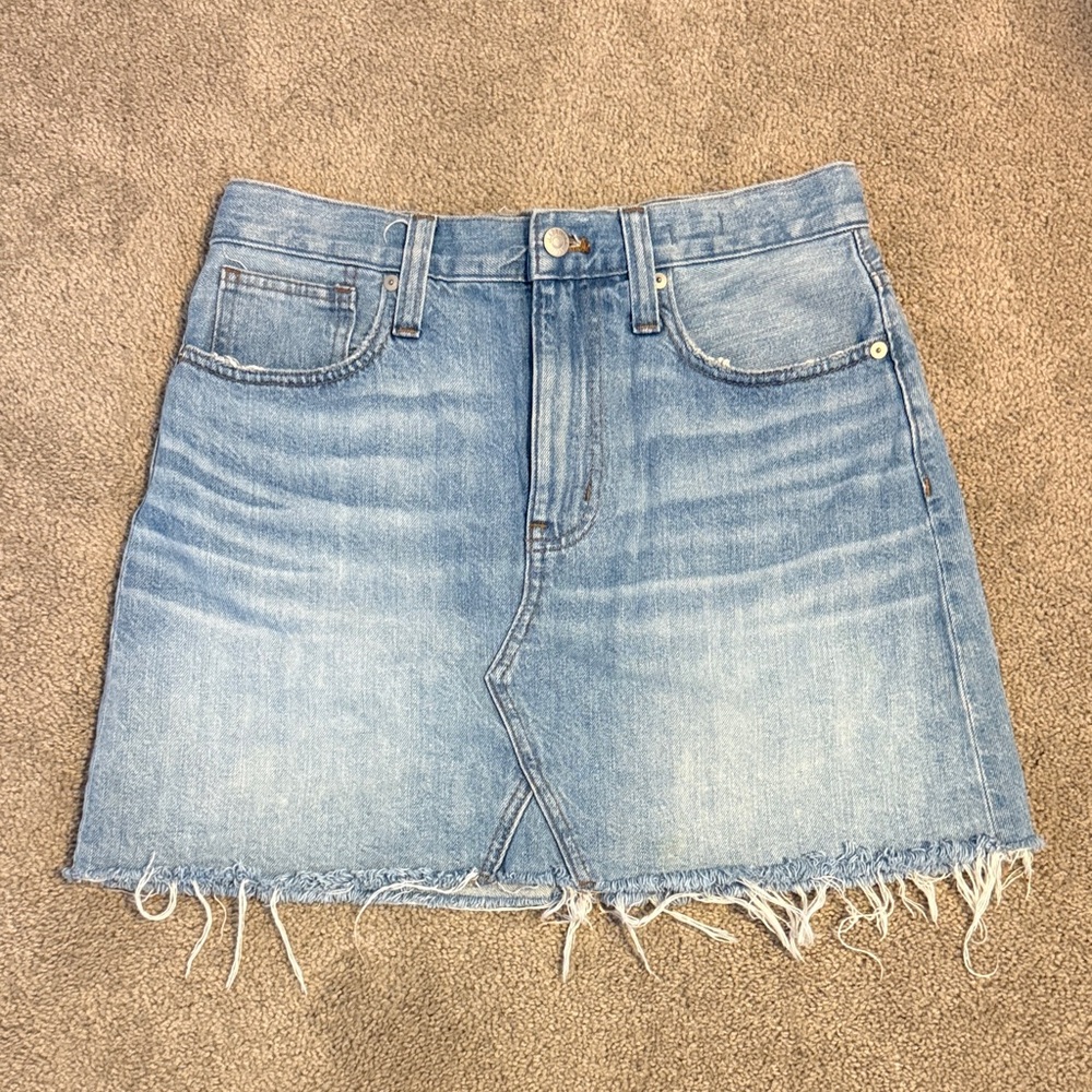 Madewell Denim Frayed Hem Skirt